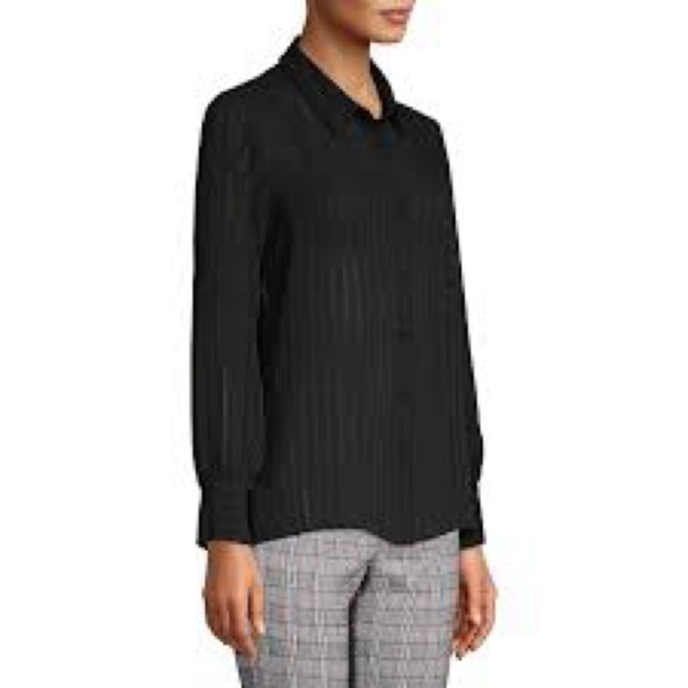 Tommy Hilfiger Sheer Striped Button Up Blousee